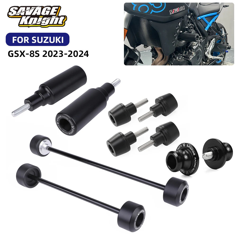 2024 GSX 8S Frame Crash Sliders Front Rear Axle Fork Wheel Slider For Suzuki GSX-8S GSX8S 2023 Swingarm Spool Stand Screw Bolt