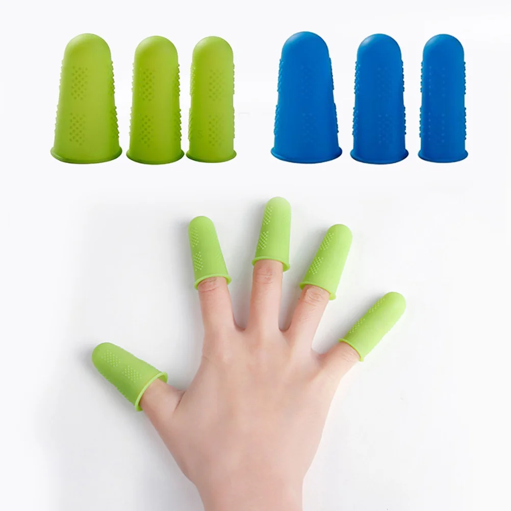 12 قطعة من غطاء إصبع السيليكون القابل لإعادة الاستخدام ومضاد للحرق ومقاوم للخدش لورشة المطبخ باللون الأخضر والأزرق لكل منهما #4