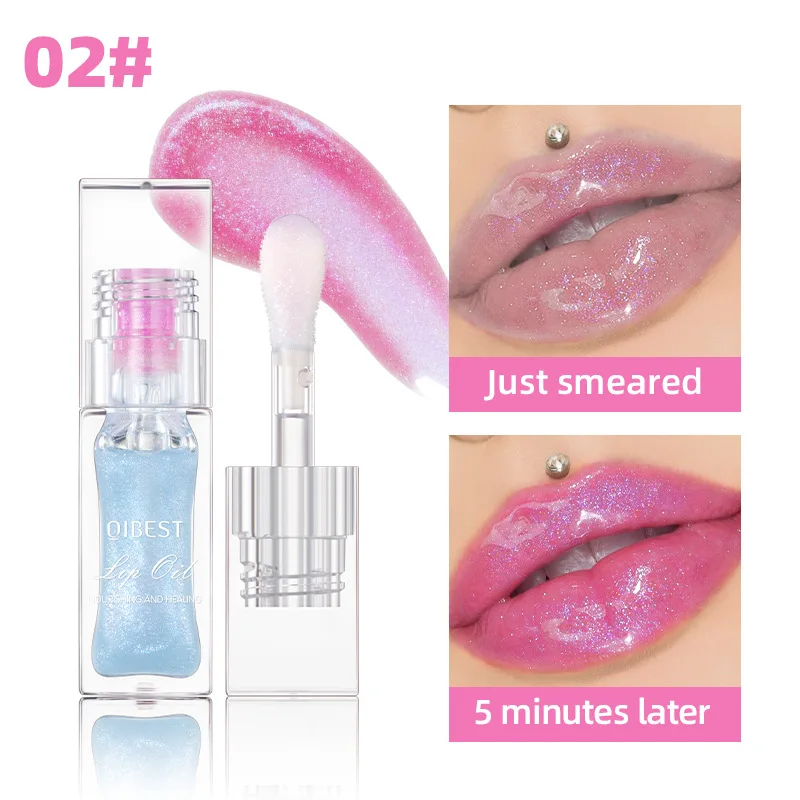 Hidratante Espelho Lip Gloss, Glitter Jelly Batom, Temperatura Mudança de Cor, Óleo Transparente, Brilhante Lip Care Cosméticos