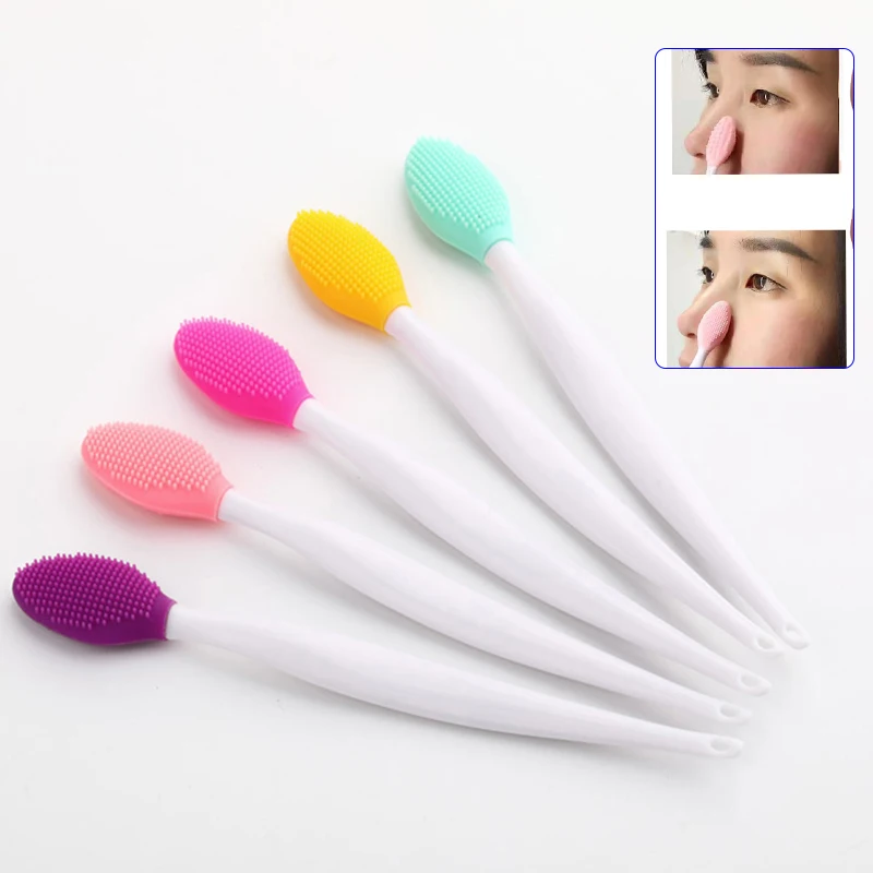 1 قطعة العناية بالبشرة الجمال غسل الوجه فرشاة سيليكون التقشير الأنف نظيفة إزالة الرؤوس السوداء فرش أدوات مع استبدال الرأس
