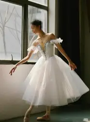 Ballet Tutu Skirt Performance White Adult Competition Professional Dance Ballet Dress Fairy Long Dress Ballet Costume Girls Kid