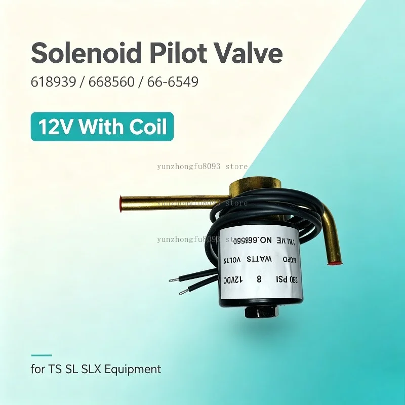 Solenoid Pilot Valve With Coil 618939 668560 66‑6549, 12V Electromagnetic Replacement Assembly, for TS SL SLX Equipment
