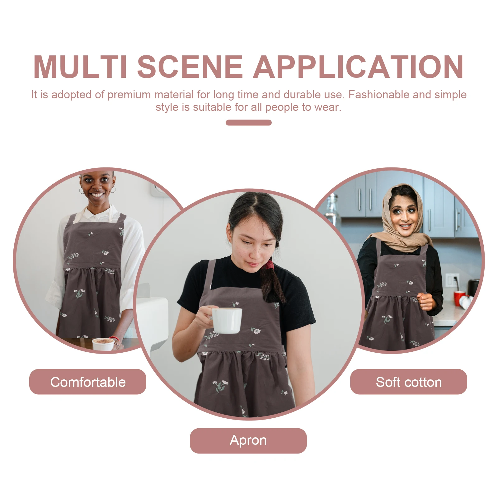 

Cotton Apron Pockets for Women Men Black Kitchen Supply Multi purpose Baking Gardening Restaurant Practical Home Use