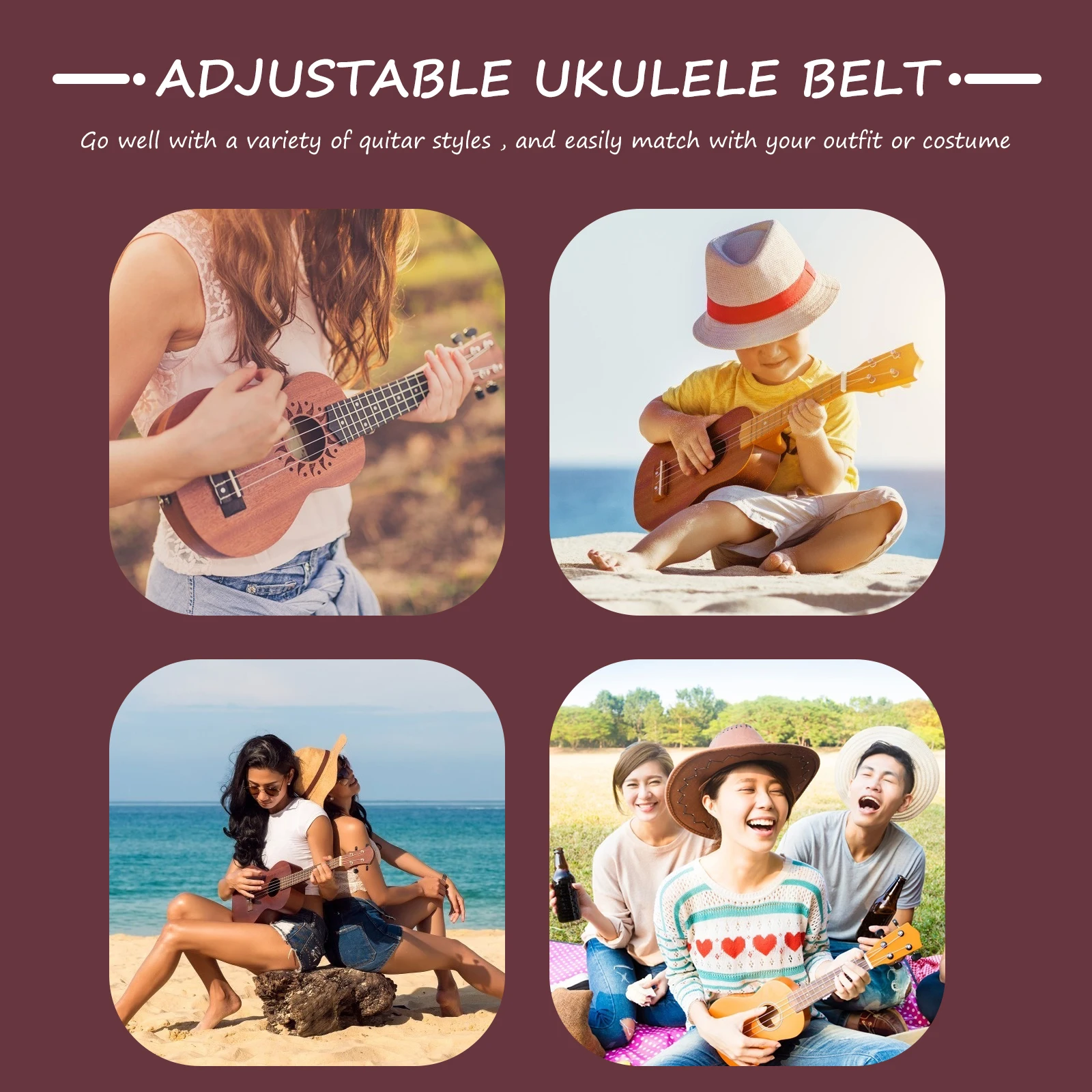 

Ukulele Strap Double Hook No Drill Adjustable Shoulder Belt Blue Child Size Fits Various Styles Comfortable Guitar Accessory