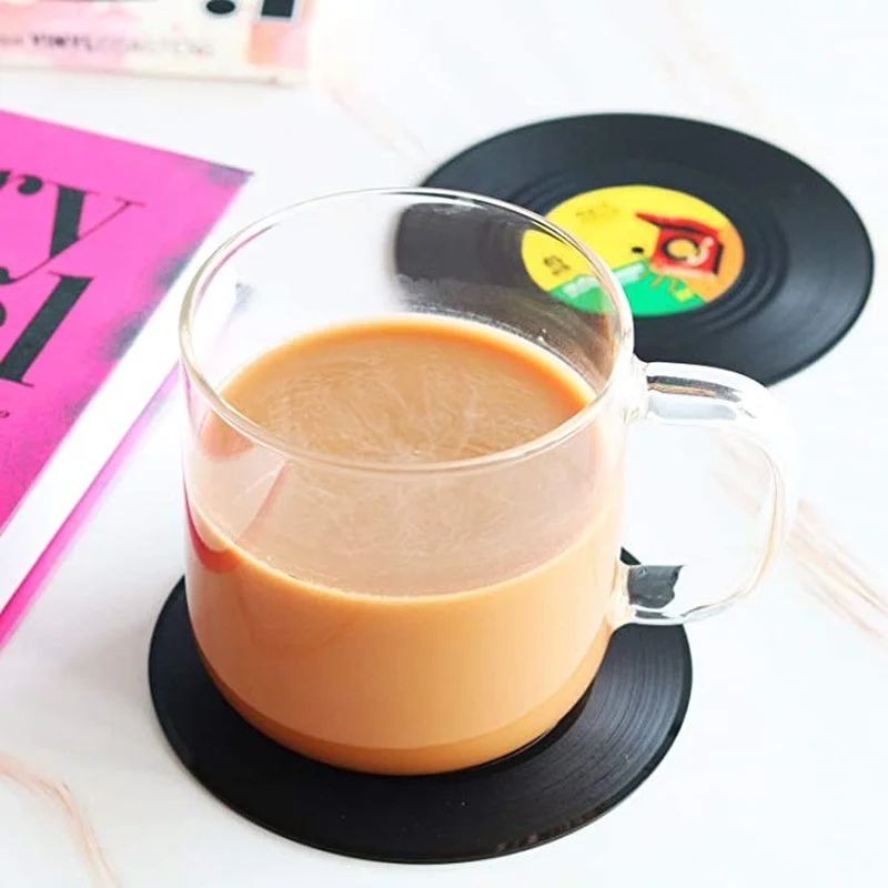 Retro Vinyl Record Table Mats Drink Coaster Table Placemats Creative Coffee Mug Cup Coasters Heat-resistant Nonslip Pads