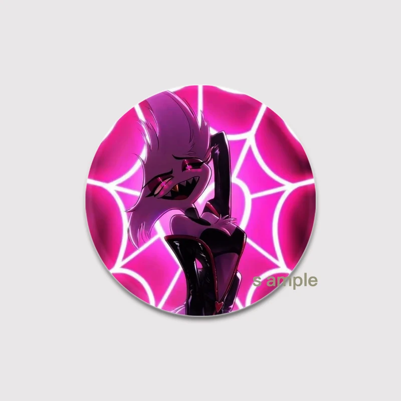 58mm Round Anime Hazbin Hotel‌ Enamel Pins Handmade Brooch Cartoon Cosplay Badge on Backpack Jewelry Accessories Collection Gift