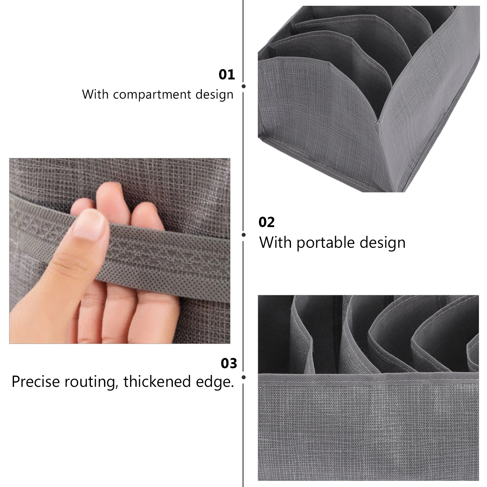 

3pcs Capacity Fabric Storage Box Closet Organizer 9-grid Jeans Closet Clothes Drawer Organizer Drawer Wardrobe Home Bedroom