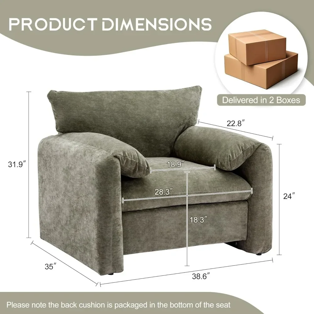 Armchair-Modern Accent Chair & Single Sofa Lounge, 38.6'' Wide, Comfortable Seating for Living Room