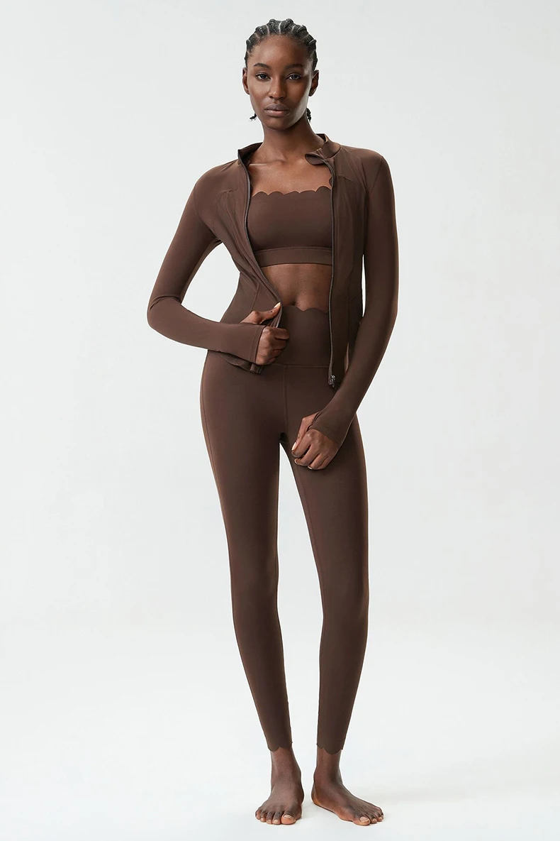 2/3-teiliges Fitness-Yoga-Set für Damen, einfarbig, für Gymnastik und Laufen, dehnbar, weich, atmungsaktiv, schnell trocknend, Sportbekleidung – Detail 15
