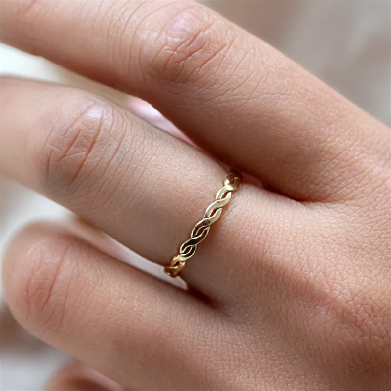 Braided Ring 14K gold filled Knuckle Ring Boho Gold Jewelry Anillos Mujer Minimalistic Stacking Bohemian Ring for Women