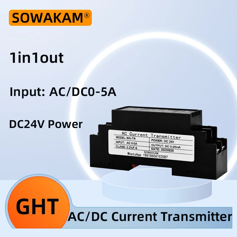 AC DC Current Transmitter Sensor Transducer Distributor AC 1A 5A 10A 500V input 4-20mA 0-10V Output Signal Monitoring Isolator