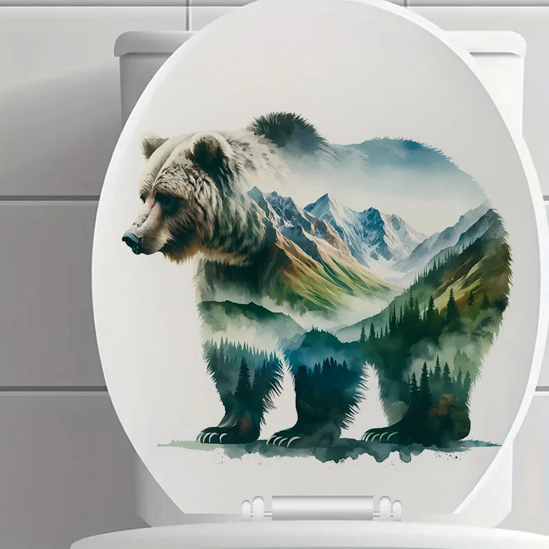 

90611#Grizzly Bear Self-Adhesive Stickers, Bedroom Entryway Living Room Porch Home Decoration Wall Stickers, Removable Stickers