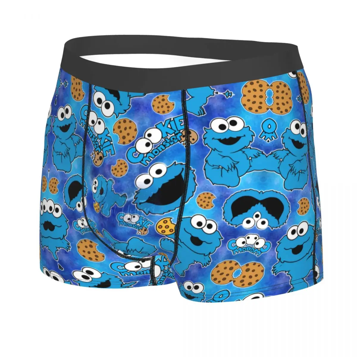 Custom Cool Funny Happy Boxers Shorts Panties Male Underpants Stretch Cookie Monster Briefs Underwear