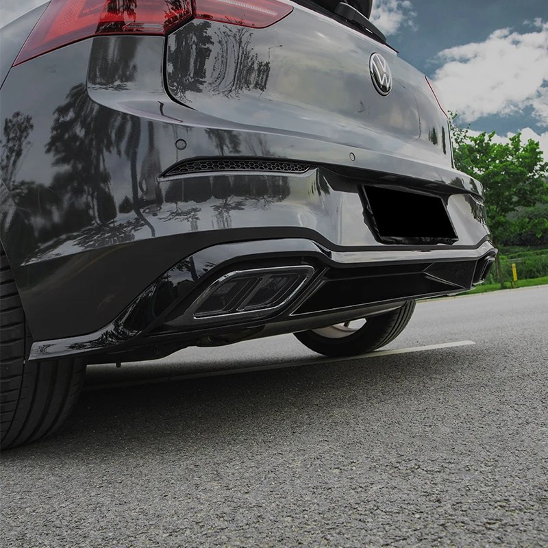 for Volkswagen Golf 8 MK8 R-LINE 2020 2021 2022 2023 2PCS ABS Car Rear Bumper Exhaust Pipe Muffler Tip Tail Throat Cover Trim