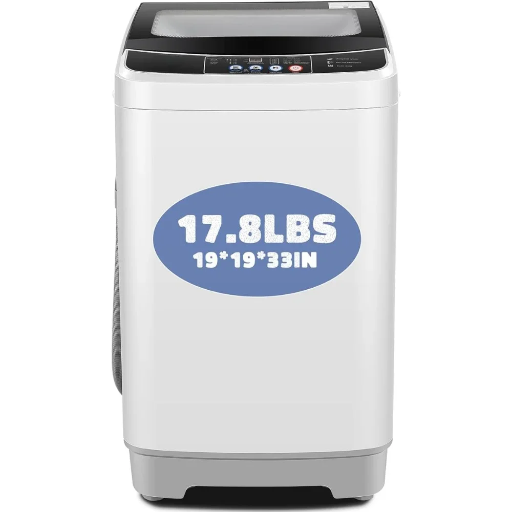 Wasmachine Met Glazen Deksel, 17,8 Pond Capaciteit 2.4cu. Ft Wasmachine En Droger Combo, Led Display, Volautomatische Wasmachine