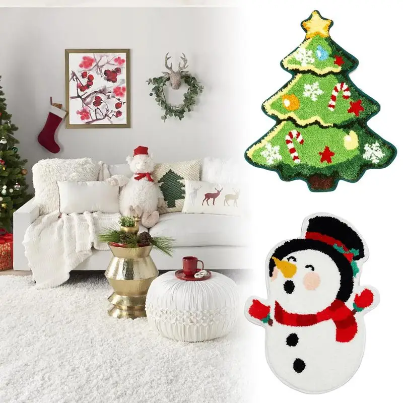 

Christmas Bath Mat Cute Cartoon Winter Bathroom Rugs Home Bathroom Floor Mat Snowflake New Year Xmas Carpet For Bathroom