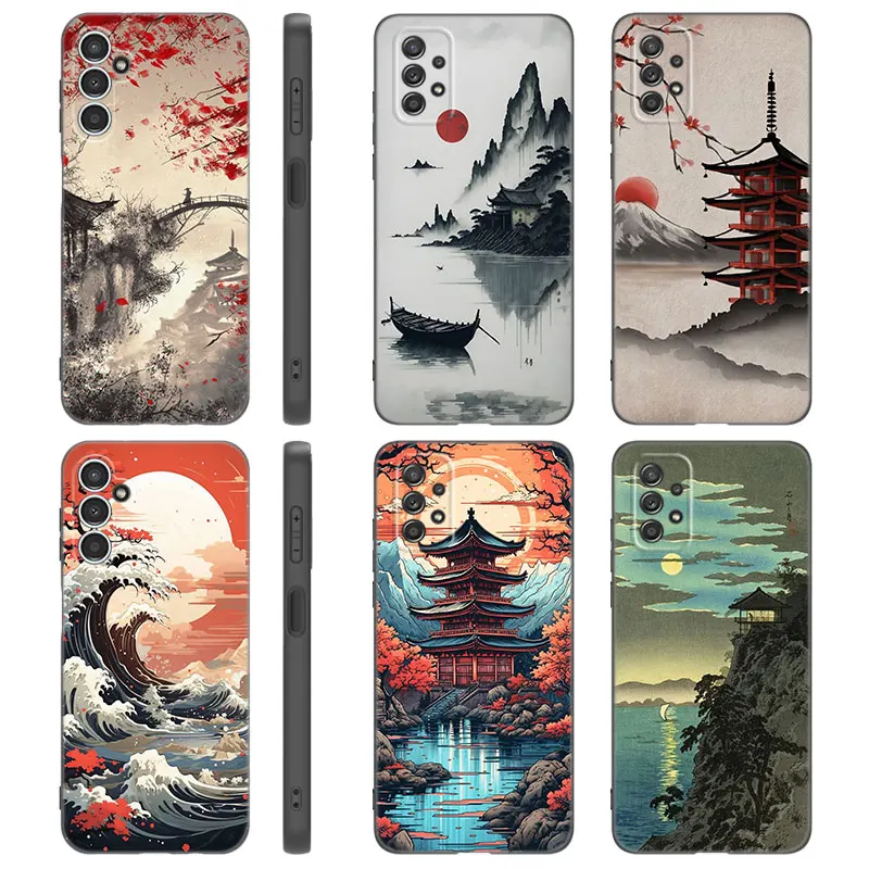 Japanese Style Art Ukiyo-e Phone Case For Samsung A13 A22 A24 A32 4G A25 A34 A35 A52S A53 A54 A55 A73 5G A12 A14 A15 A23 A31 A33