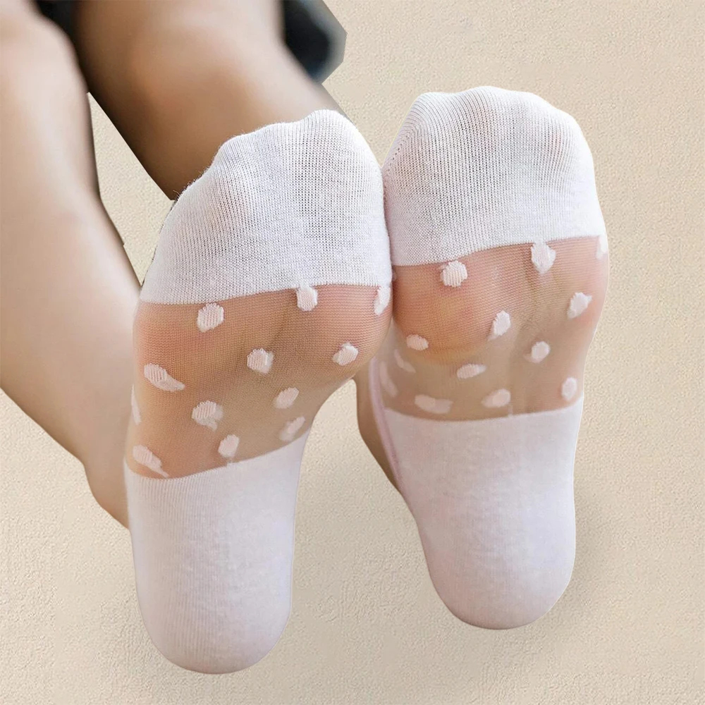 5 Pairs Women Polka Dot Patterned Socks Fashionable Versatile Trendy Creative Socks Comfortable Breathable Casual Short Socks image 3