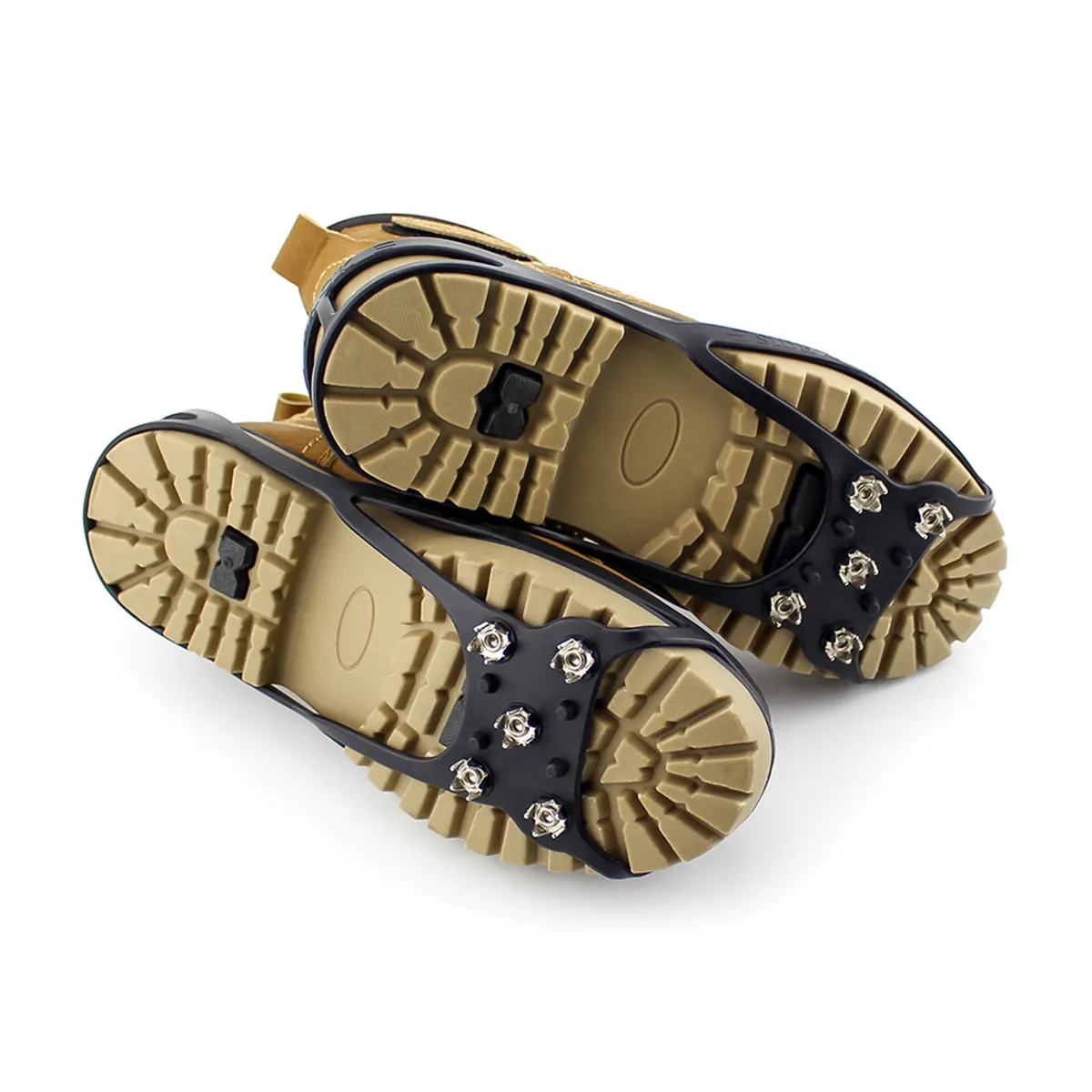 

Черные силиконовые противоскользящие накладки на обувь с 5 зубьями из марганцевой стали, шипы-крампоны для походов