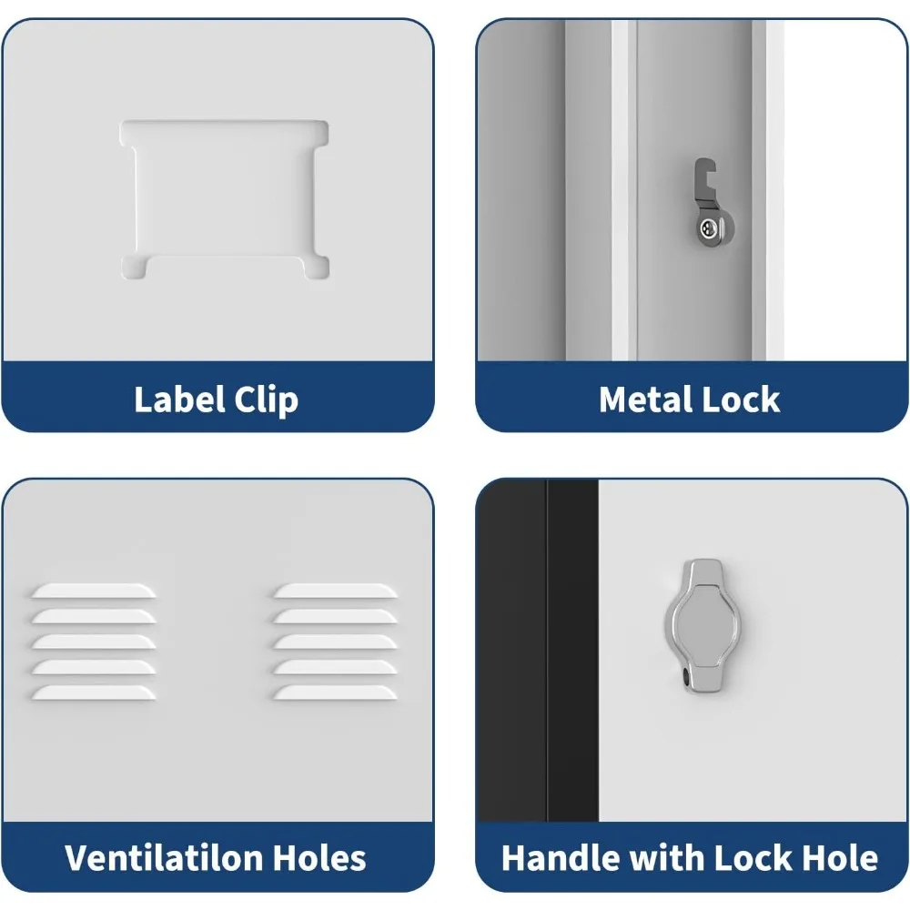 71 in Tall Slim Metal Locker Cabinet with Hanging Rod and 2 Shelves, Heavy Duty Steel Storage for Office, School, Gym