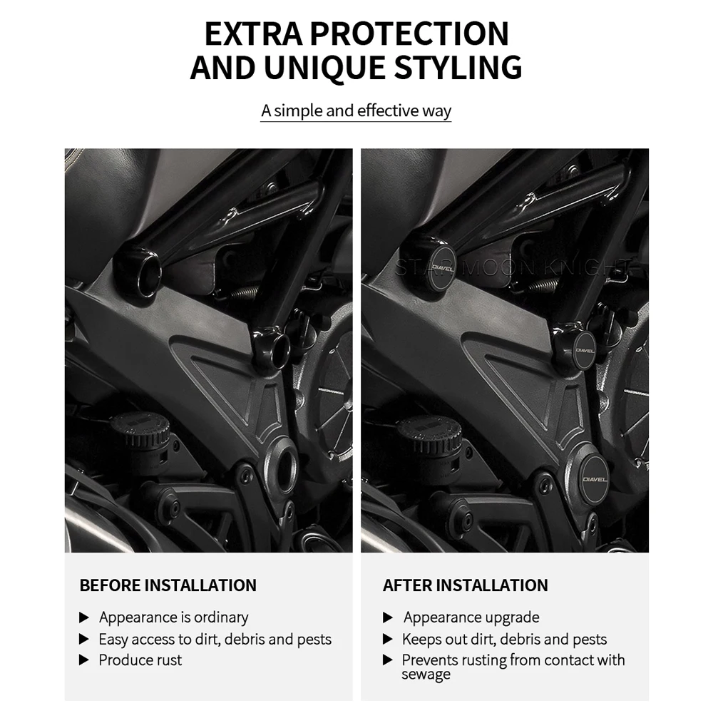 For Ducati Diavel 2011-2018 Diavel Carbon Titanium Dark Frame End Caps Frame Hole Filling Decorative Motorcycle Accessories