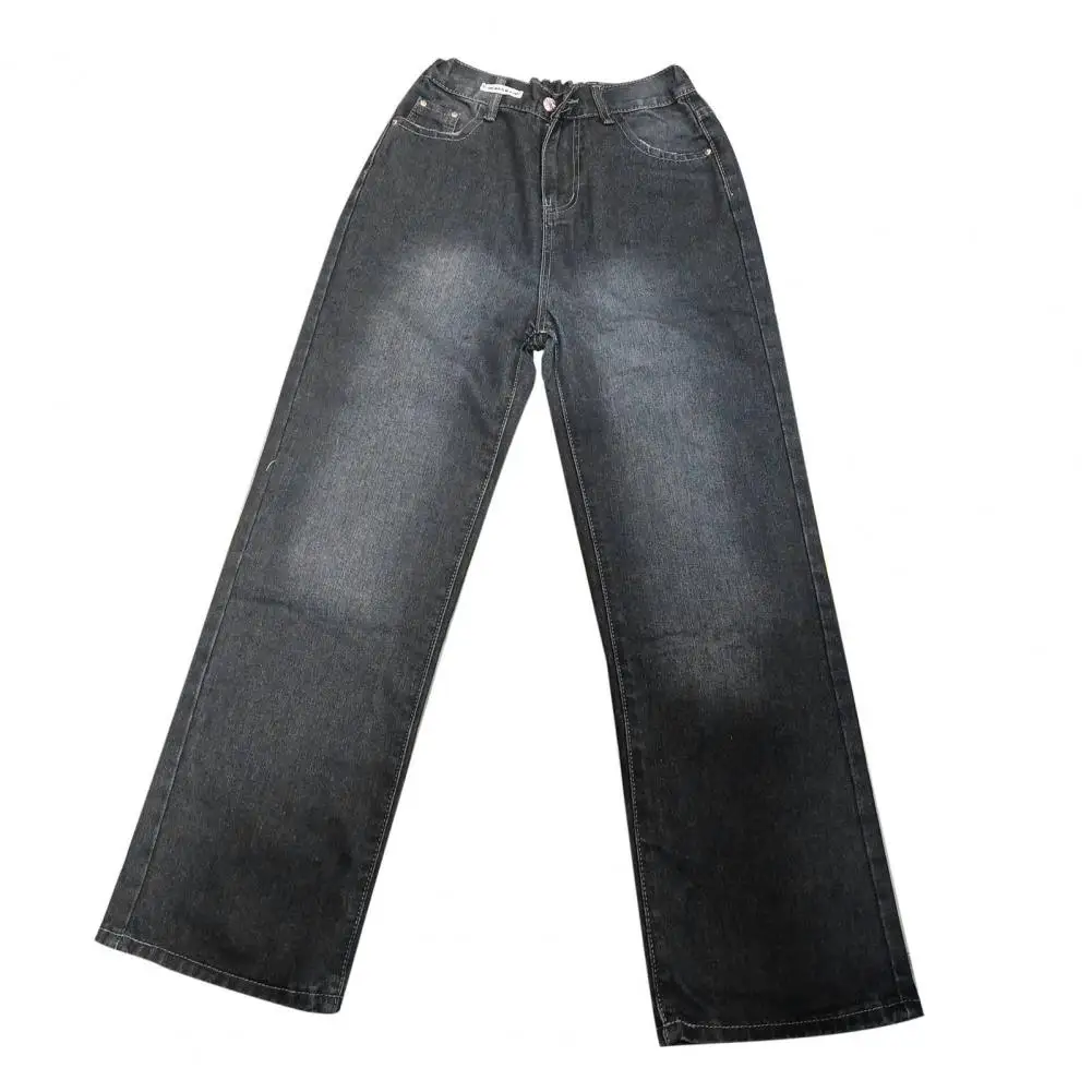 Pantalones vaqueros Vintage de cintura alta para mujer, Jeans de pierna ancha con bolsillos de entrepierna profunda, Pantalones rectos sueltos hasta el suelo para cadera