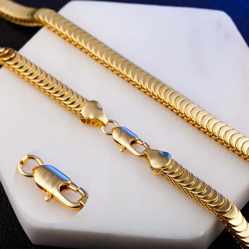 Luxury 24K 9999 Pure Gold real gold Men's and Women's Snake Bone Scale Bracelet Necklace