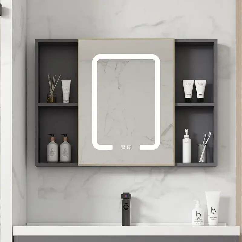 Wall-mounted smart mirror cabinet, separate storage box, space aluminum bathroom mirror box, bathroom storage mirror