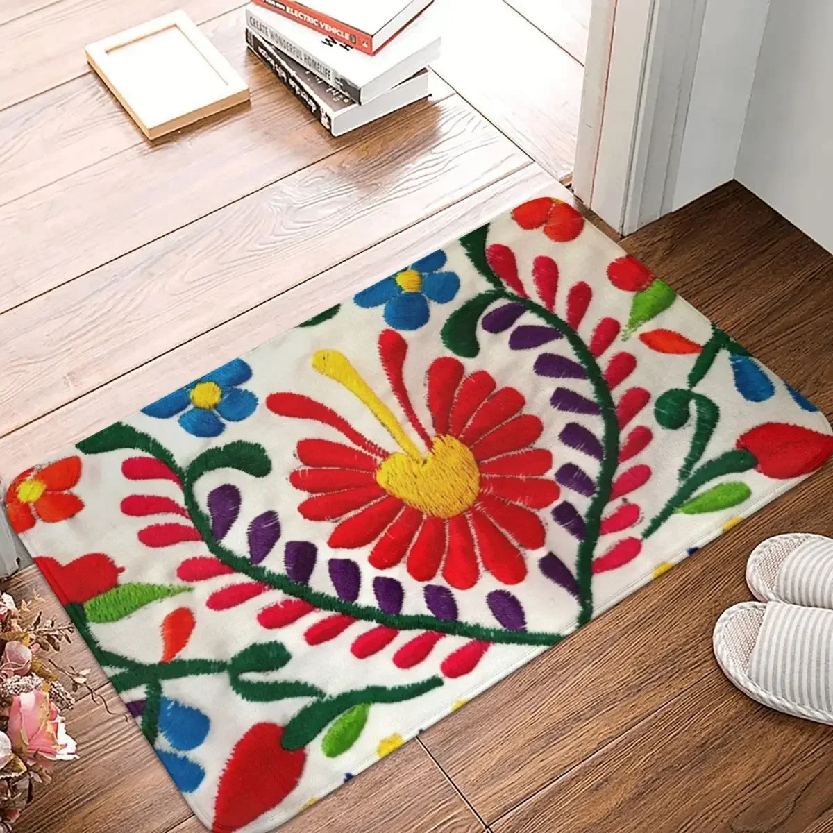 

Mexican Flowers Doormat Polyester Floor Mat Washable Carpet Kitchen Entrance Home Rugs Mats Bedroom Anti-slip Footpad