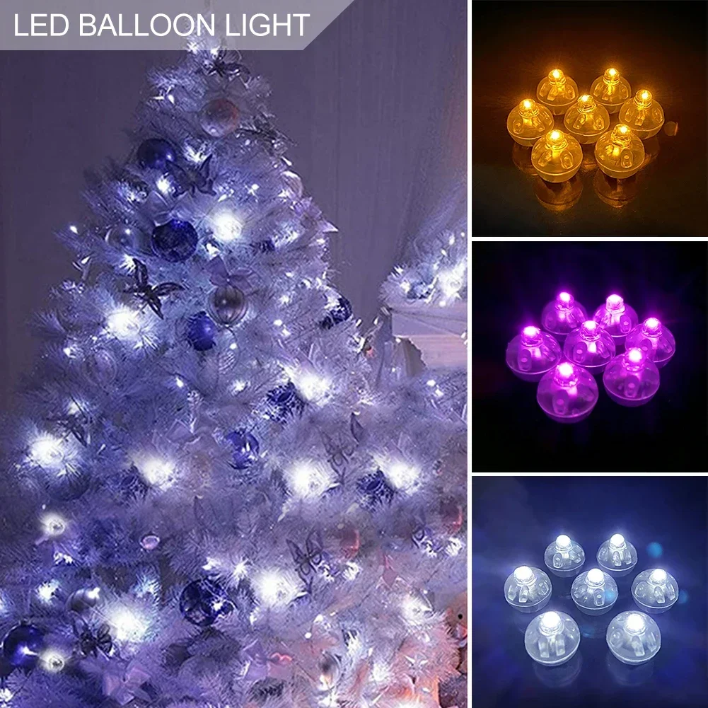 50Pcs/Bag Ball Light Lamp Glowing Round Ball Decorative Light Mini Colorful LED Balloon Light Transparent for Balloon Lantern