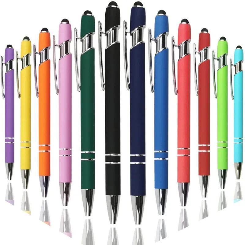 20Pcs/lot Customized Matte Ballpoint Pen Creative Stylus Touch Pen 22 Colors Writing Ballpen Stationery Office School Supplies