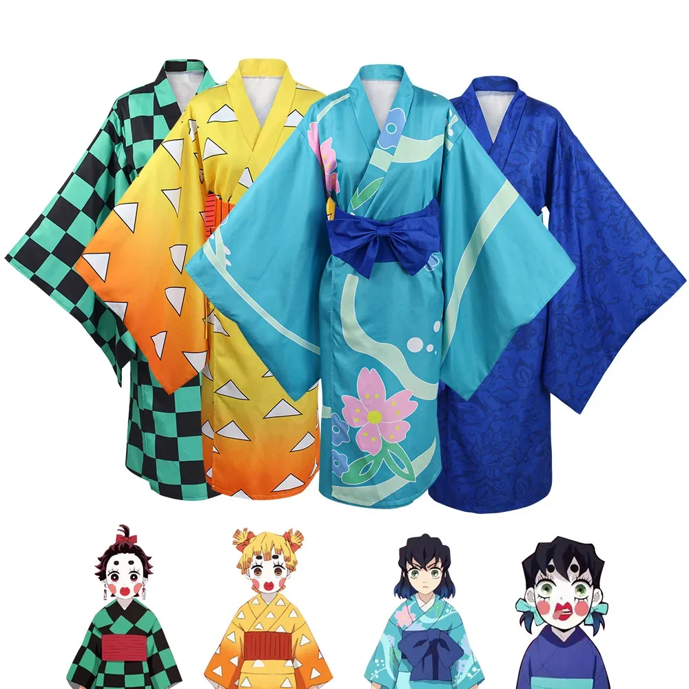

Kimet-su No Yaiba Season 2 Agatsuma Zenitsu Kimono Anime Kamado Tanjirou Hashibira Inosuke Dress Cosplay Costume