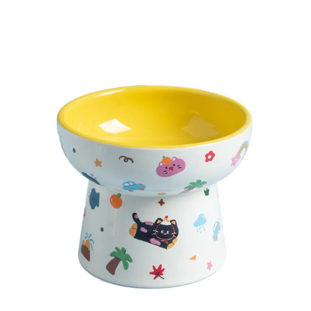 

Керамическая миска для кошек с защитой от опрокидывания, большая вместительная миска для домашних животных с высокими ножками, нескользящая миска для кормления котенка, щенка