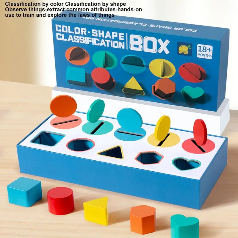 Juego de combinación de formas de madera, bloques geométricos a juego, juguetes de habilidades motoras finas, juego de entrenamiento de reconocimiento de Color para niños y niñas