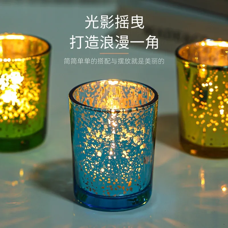 

Candle Holder Electroplated Glass Candle Cup Starry Sky Empty Cup DIY Candle Holder Container m