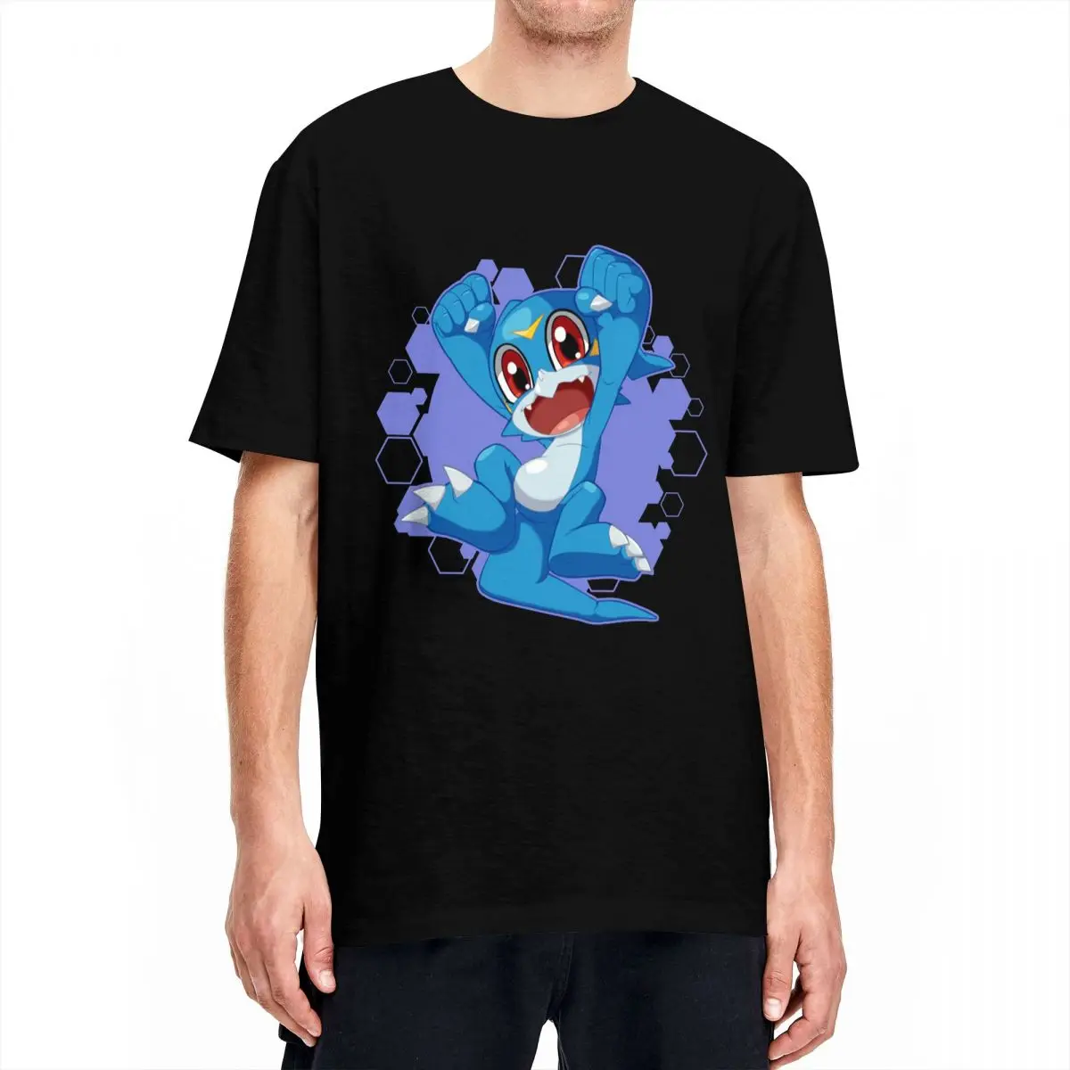 Veemon Chibi T-Shirts for Men Women Digimon Nostalgic Anime Novelty Pure Cotton Tee Shirt Short Sleeve T Shirt Gift Idea Tops