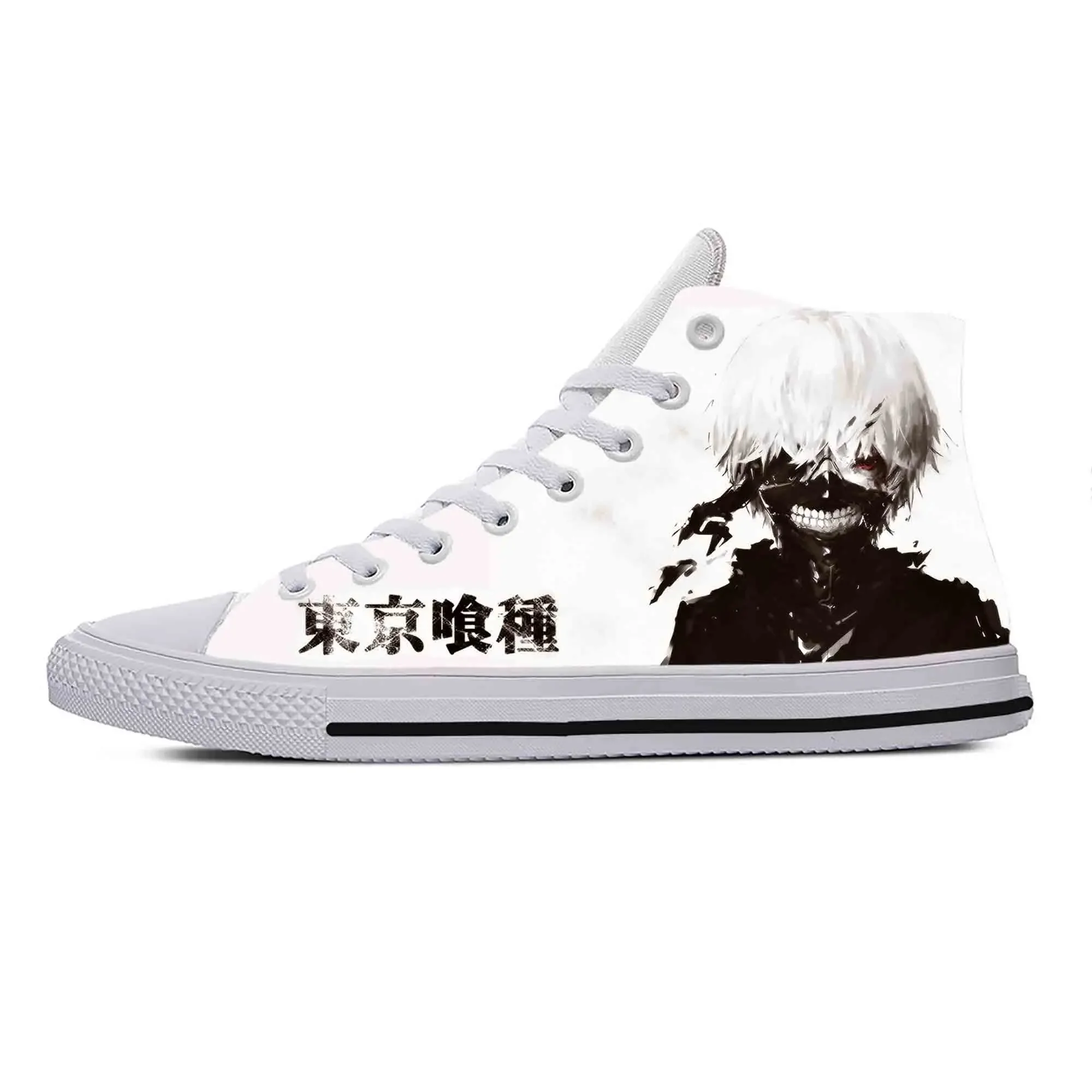 Anime Cartoon Manga Comic Tokyo Ghoul Kaneki Ken Casual Cloth Shoes High Top Comfortable Breathable 3D Print Men Women Sneakers