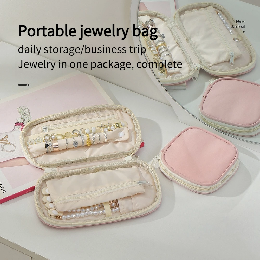 Portable jewelry storage box for women's travel jewelry storage bag, earring jewelry storage box