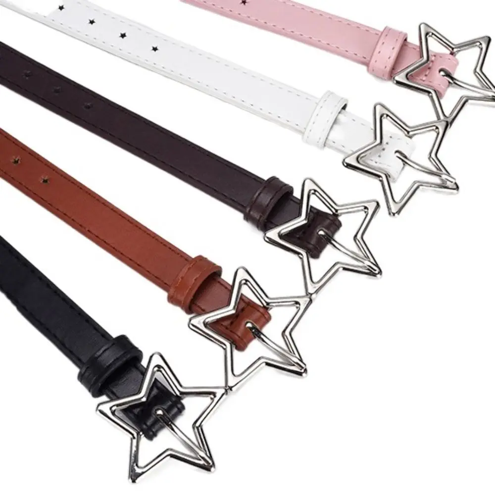 

PU Leather Five-point Star Waistband Sweet Heart Adjustable Women Waist Belt Waist Belt Thin Star Belt Pants Decor