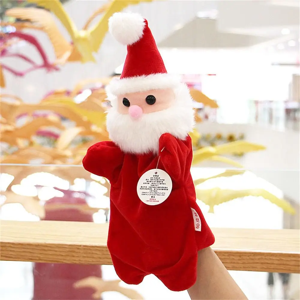Santa Claus Plush Toys Tell Story Prop Role Playing Finger Christmas Santa Claus Big Hand Puppet Fingers Puppets Educational Toy