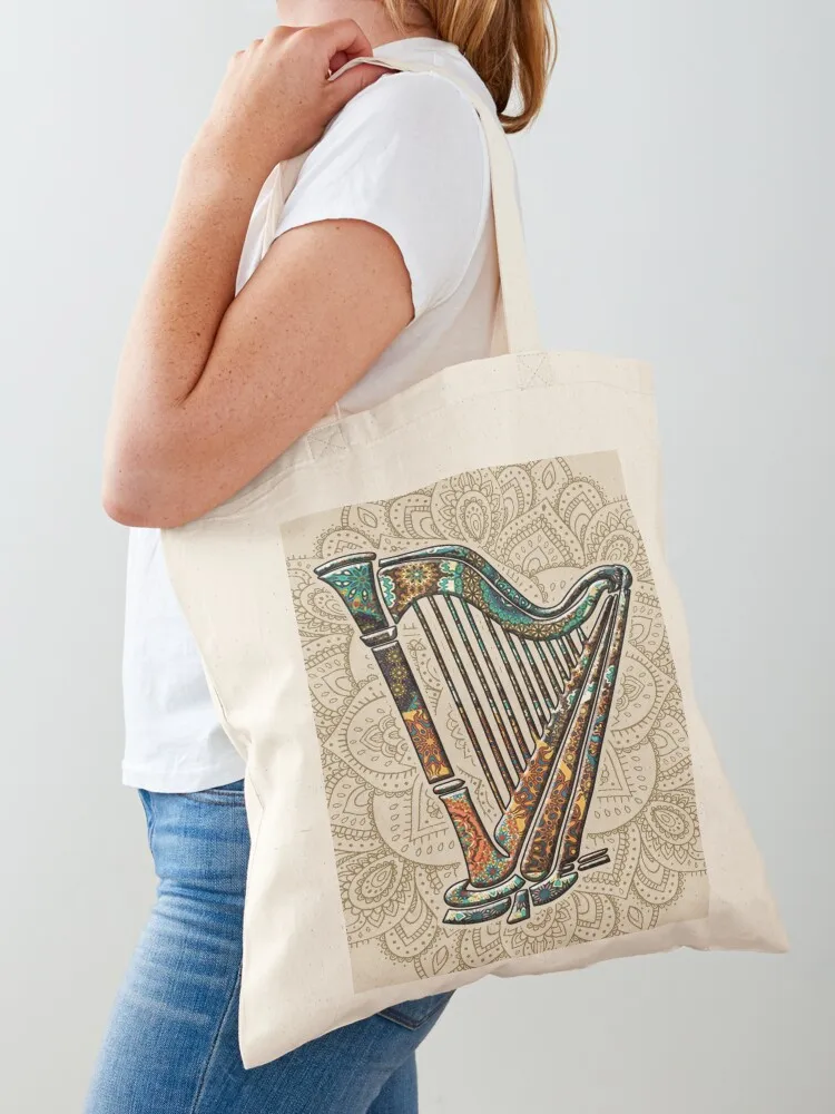 

Harp Vintage Mandala Tote Bag Fabric bag custom fabric bag shopping bags foldable Gift