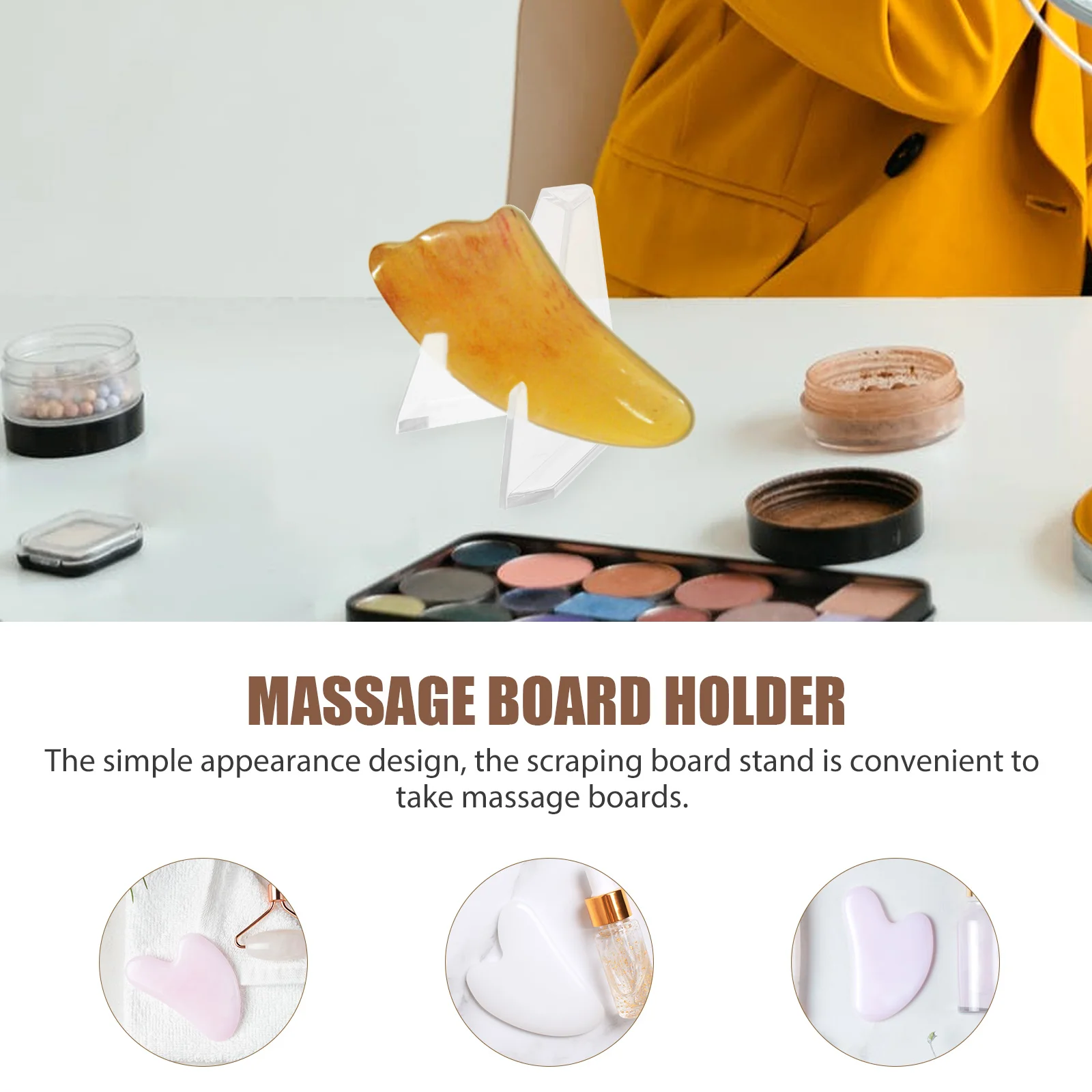 

3Pcs Desktop Scraping Board Display Holder Clear Plastic Stand Organizer Non Slip Base Massage Board Storage Massager Holder