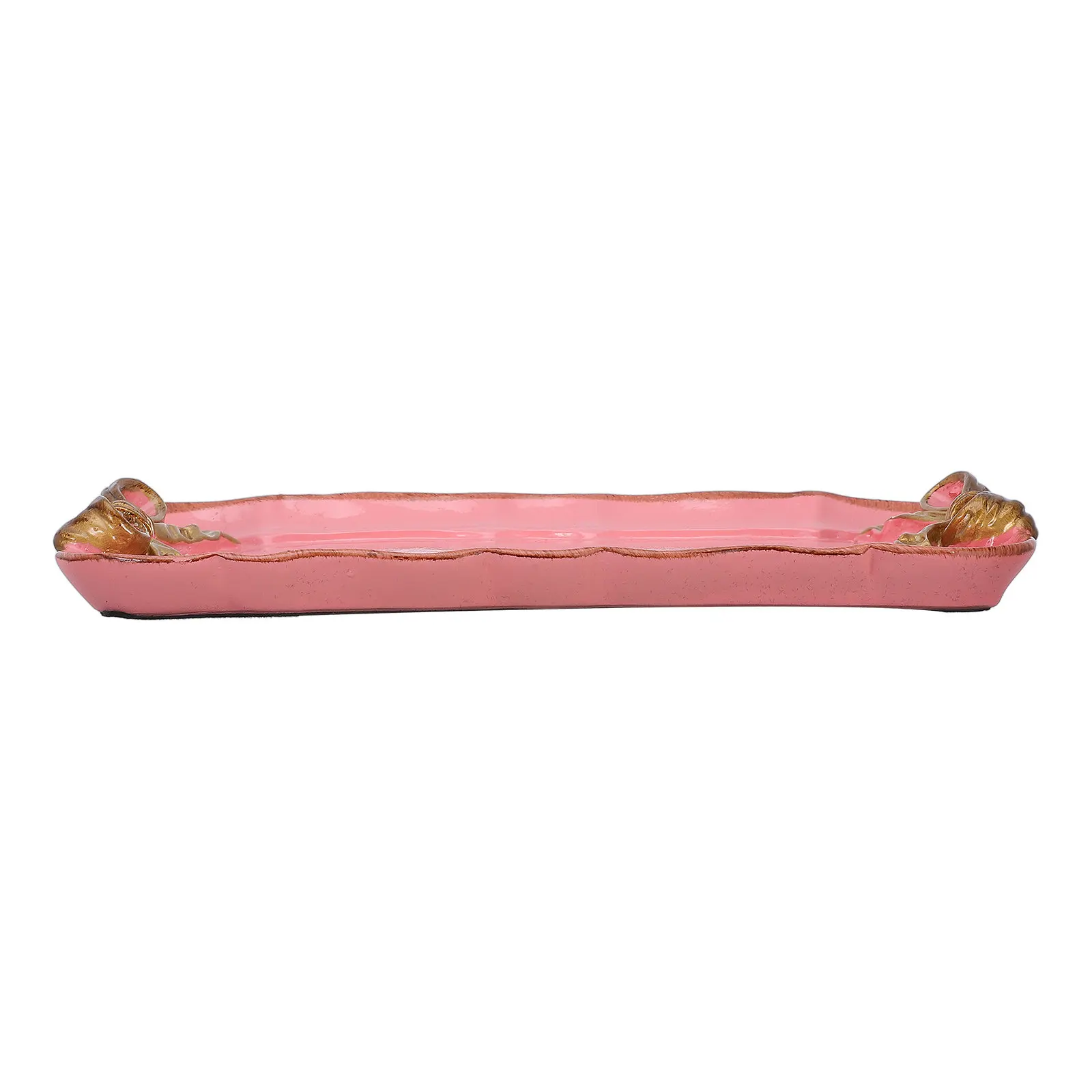 Macaron Pink Retro Bow Dessert Tray Hand-Painted Eco-Friendly Resin Jewelry Plate Snack Holder Cake Server Fruit Dish Photo Prop