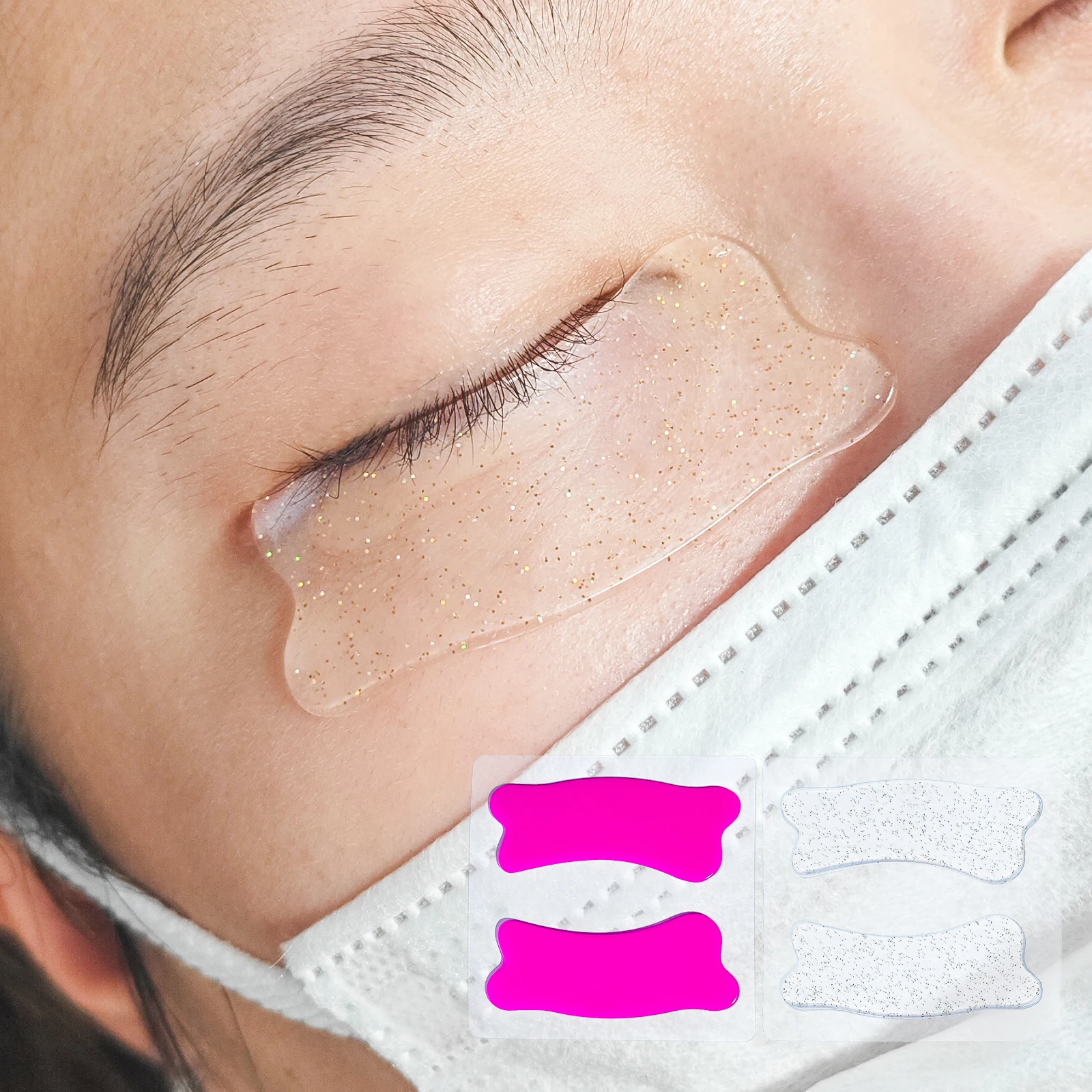 Libeauty reutilizável 1 par almofadas para os olhos silicone listra lash lift almofadas extensão dos cílios super pegajoso sob o olho gel remendo ferramentas de maquiagem