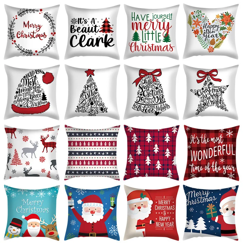 

Christmas Pillowcase Santa Claus Elk Snowman Xmas Cushion Cover Merry Christmas Decor For Home Decorative Sofa Gifts Favor