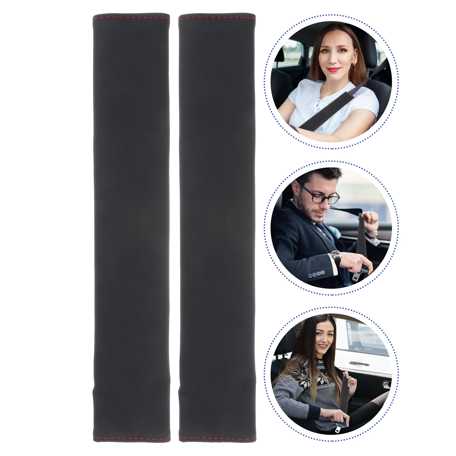 

2pcs Safety Belt Covers Pu Shoulder Protectors Breathable Cushion Pads Hook Loop Fastening Car Sleeve