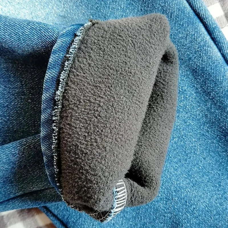 Jeans sarouel doublés en peluche pour garçons, pantalons en denim épais pour enfants, pantalons taille haute élastiques baggy, plus velours chaud,