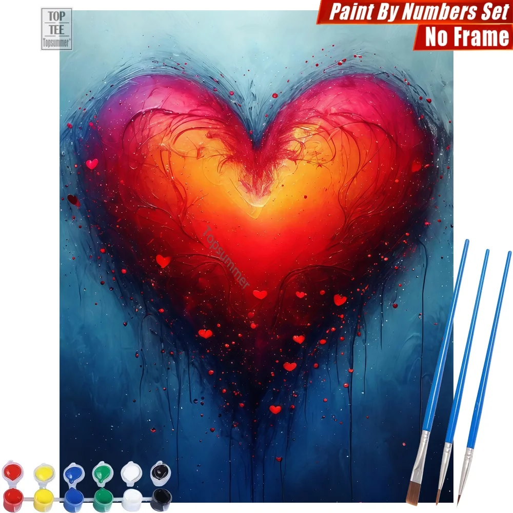

Gradient red heart DIY Paints By Numbers Kit - Abstract heart artistic Wall Art Home Decor Valentine'S Day Gift For Girlfriend