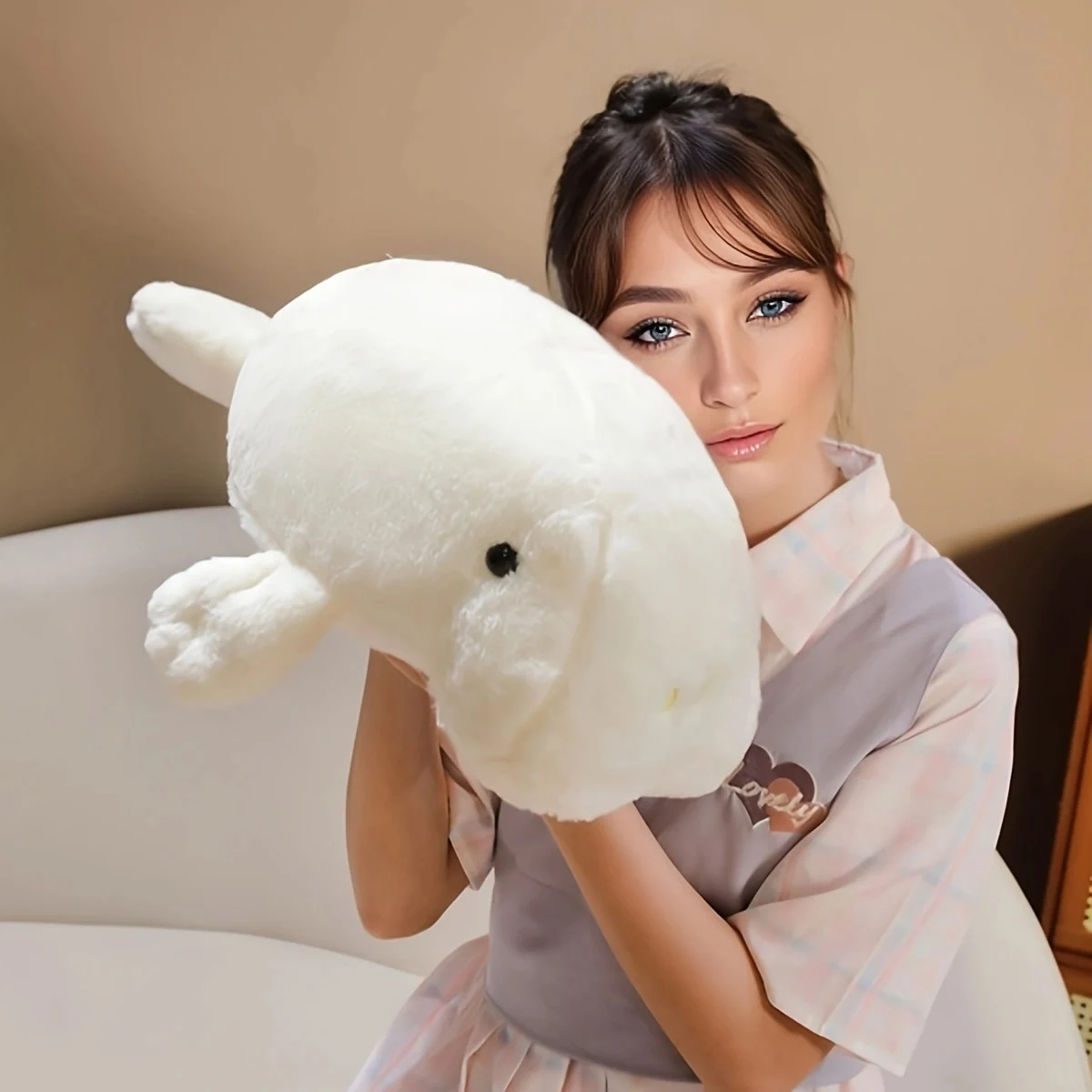 Adorable Cuddly Manatee Plush Toy Pillow - Soft Polyester Sea Cow Stuffed Animal - Ocean Series Manatee Doll for Kids - Ideal fo