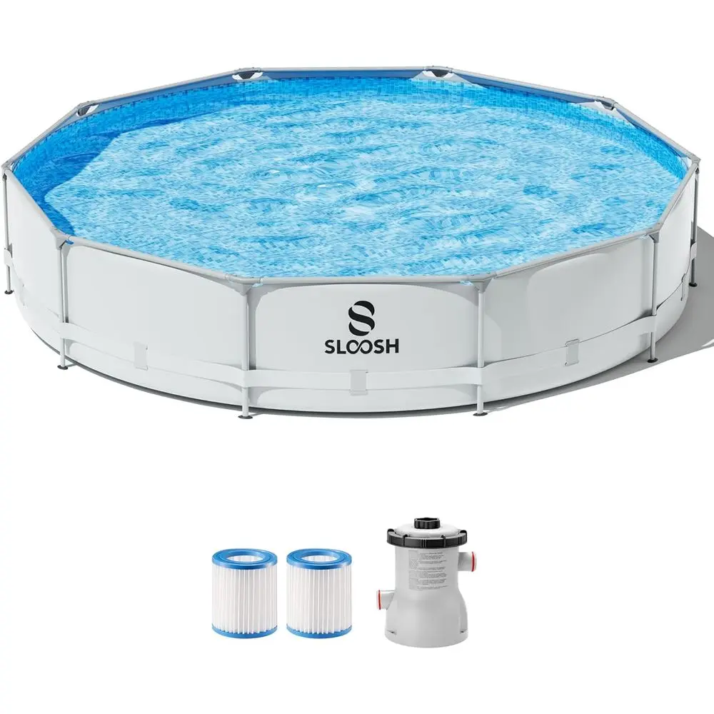 

10ft x 30in Outdoor Round Above Ground Swimming Pool Set with Filter Pump for Kids & Adults
